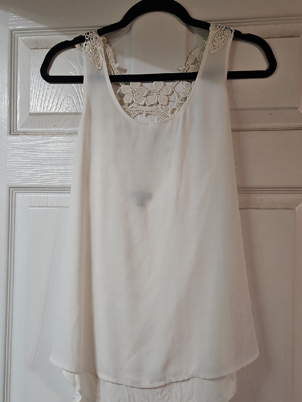 Express Cream Lace-Back Sleeveless Blouse
